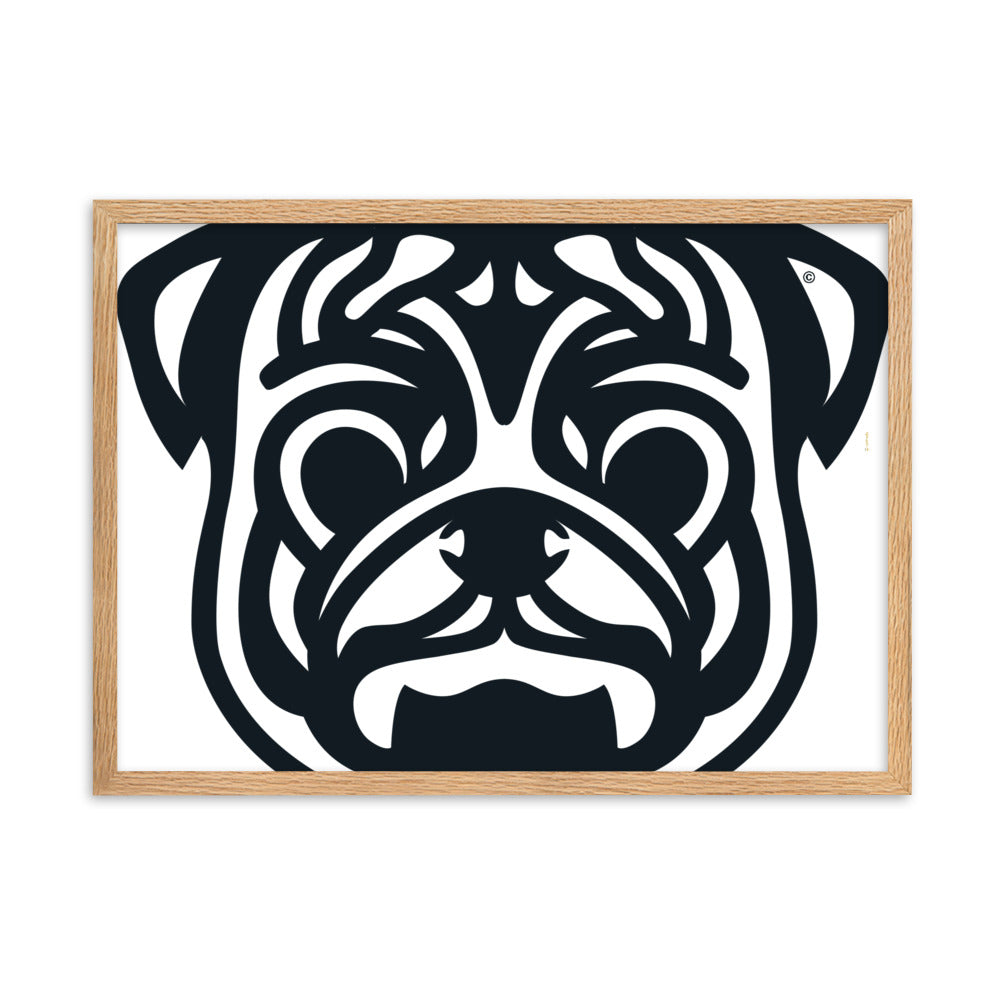 Pôster emoldurado Pug - Tribal - i-animals