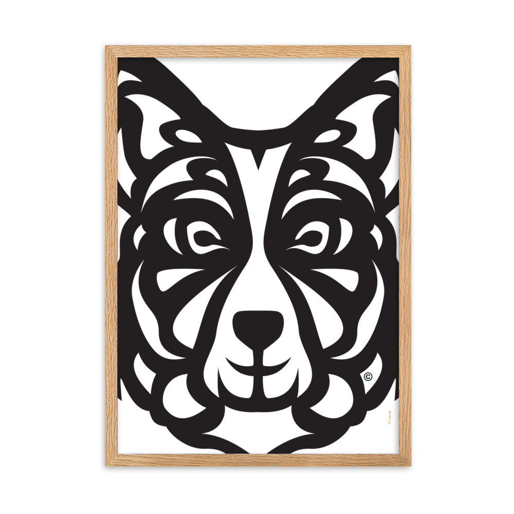 Pôster emoldurado Border Collie - Tribal - i-animals