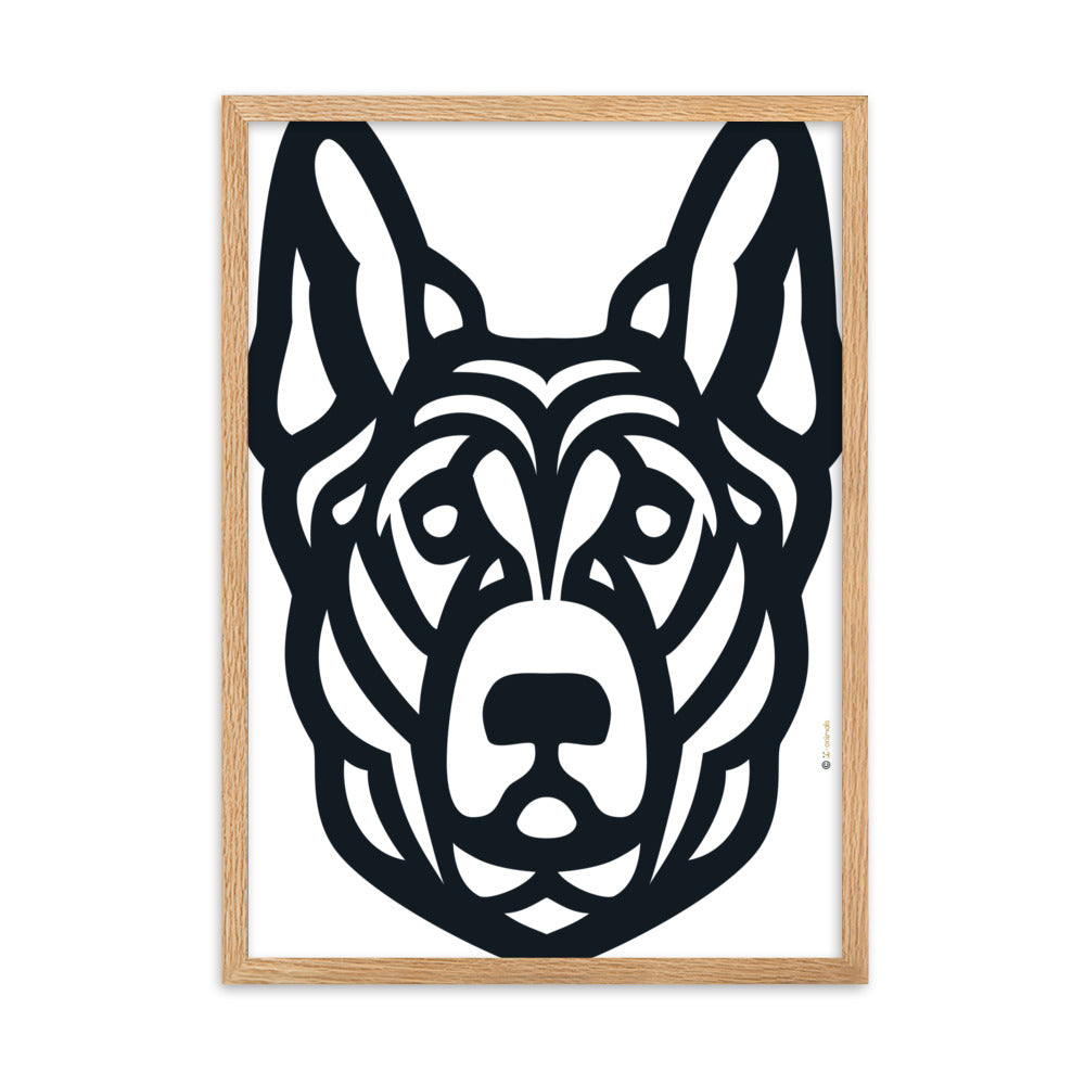 Poster con cornice del pastore tedesco - Tribale