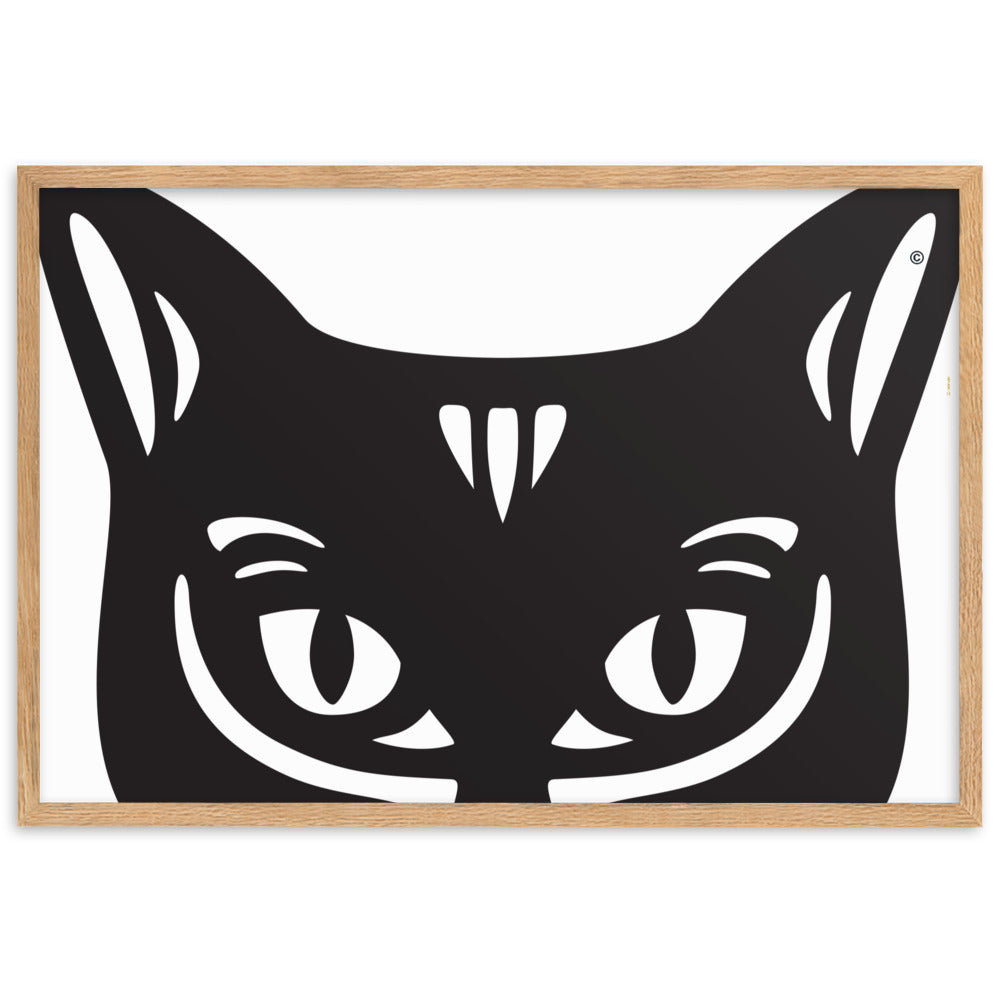 Pôster emoldurado Gato Preto - Tribal - i-animals