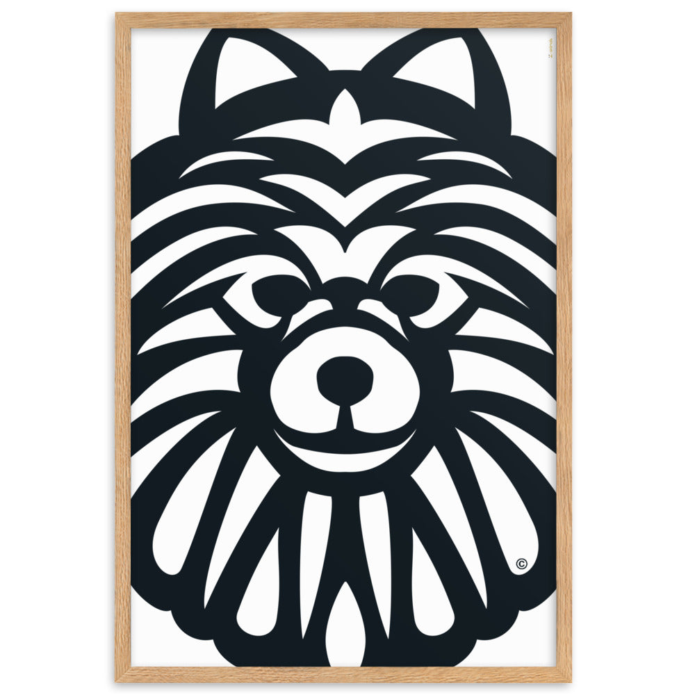 Pôster emoldurado Spitz Alemão - Tribal - i-animals