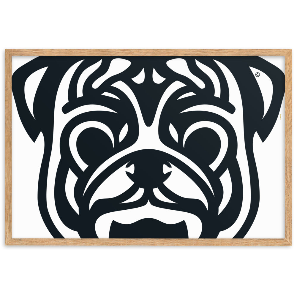 Pôster emoldurado Pug - Tribal - i-animals