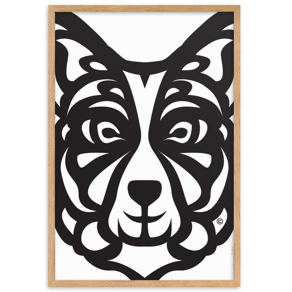 Pôster emoldurado Border Collie - Tribal - i-animals