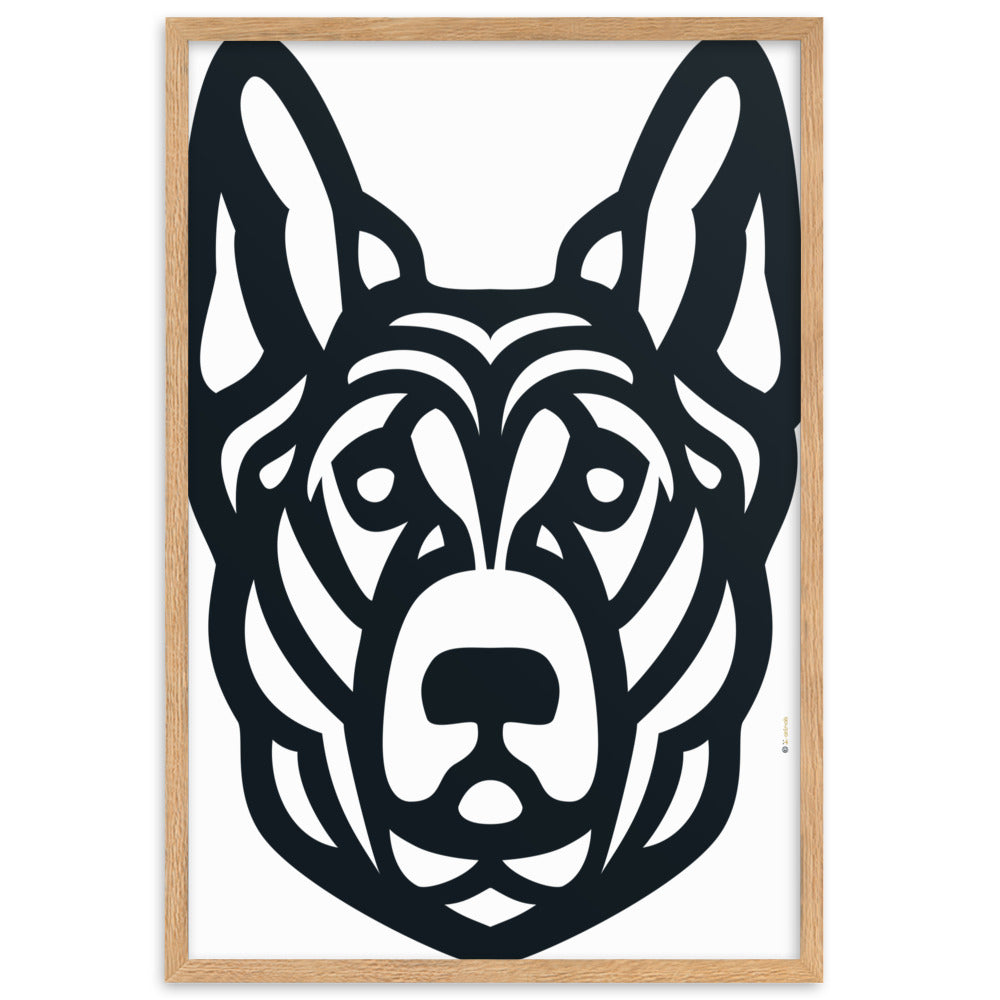 Poster con cornice del pastore tedesco - Tribale