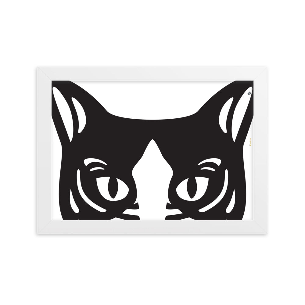 Pôster emoldurado Gato preto e branco - Tribal - i-animals