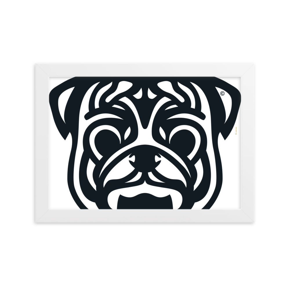 Pôster emoldurado Pug - Tribal - i-animals