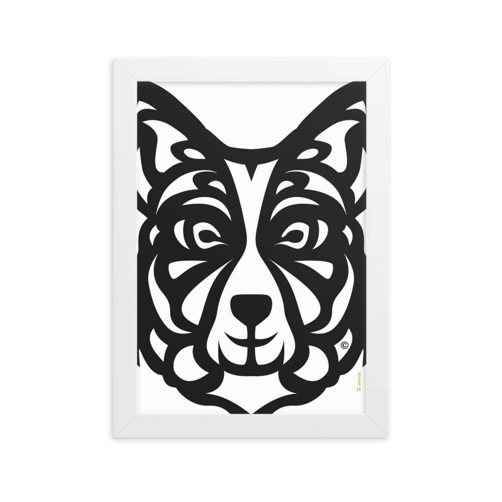 Pôster emoldurado Border Collie - Tribal - i-animals