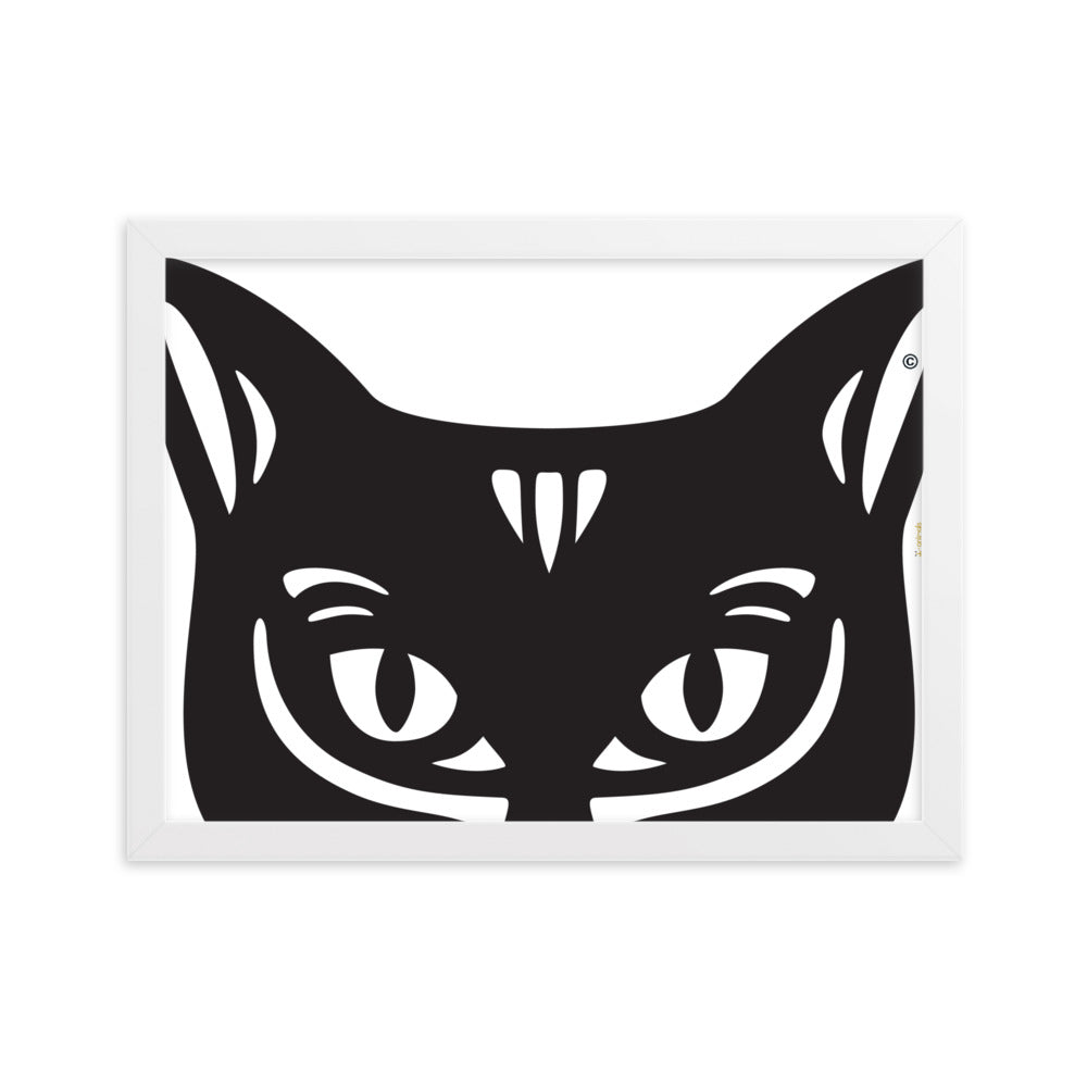 Pôster emoldurado Gato Preto - Tribal - i-animals