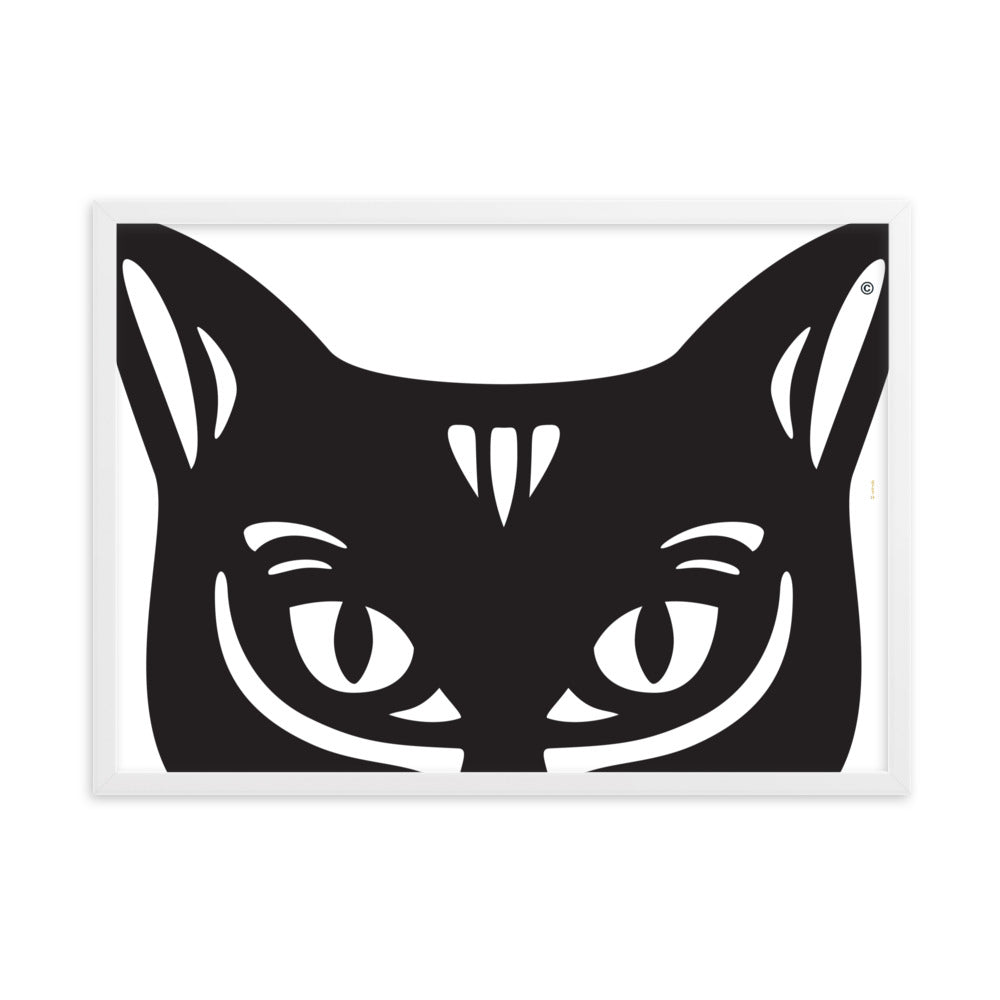Pôster emoldurado Gato Preto - Tribal - i-animals