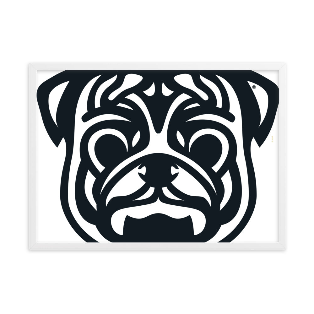 Pôster emoldurado Pug - Tribal - i-animals