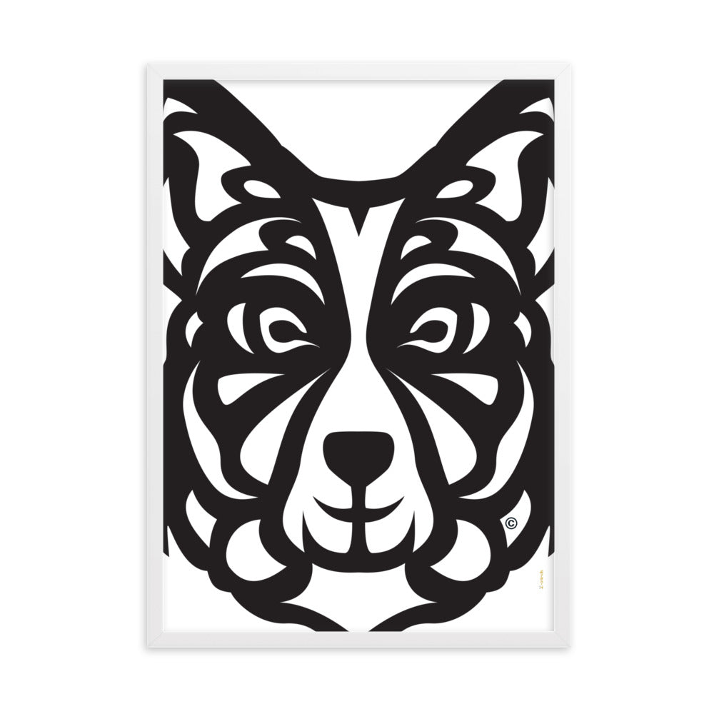 Pôster emoldurado Border Collie - Tribal - i-animals