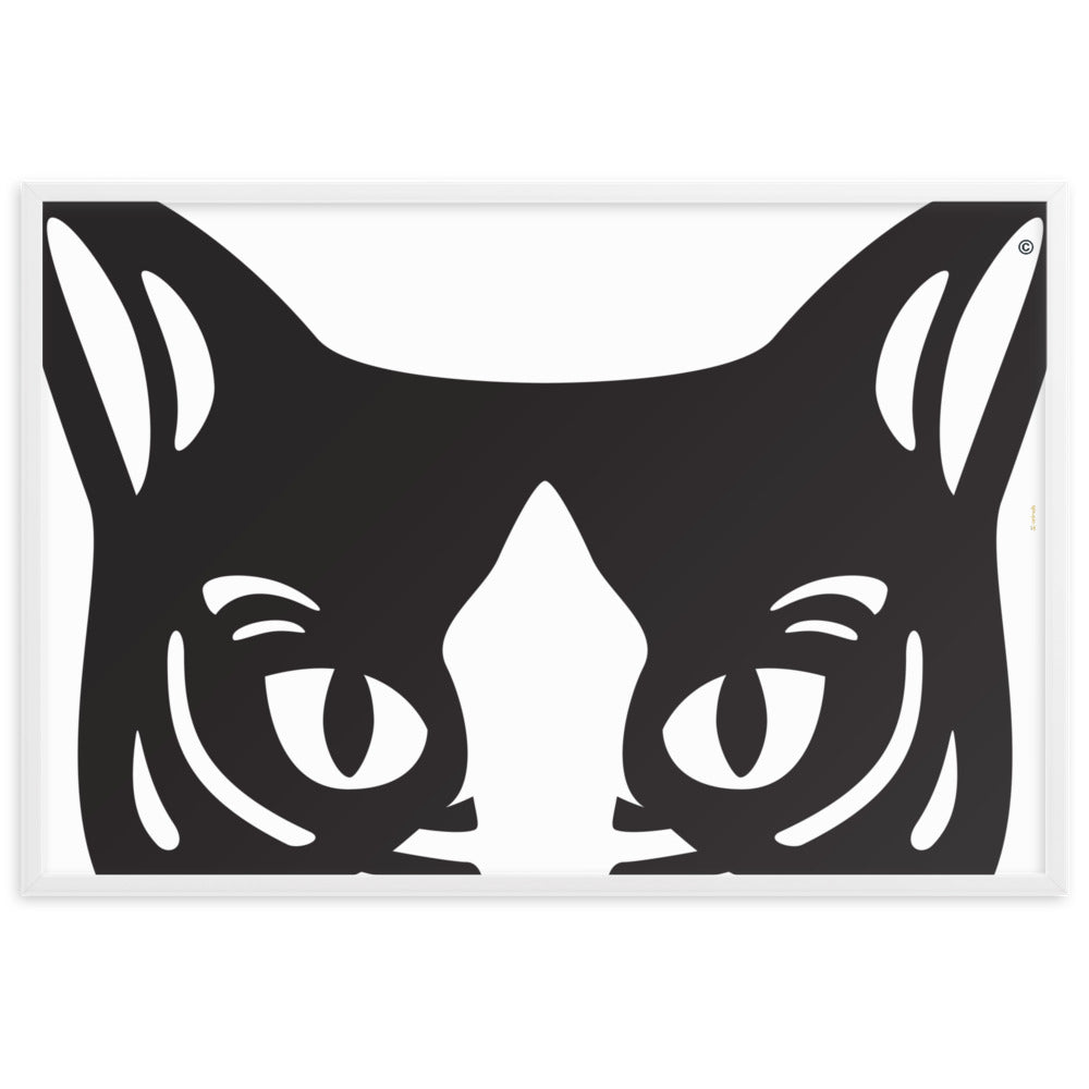 Pôster emoldurado Gato preto e branco - Tribal - i-animals