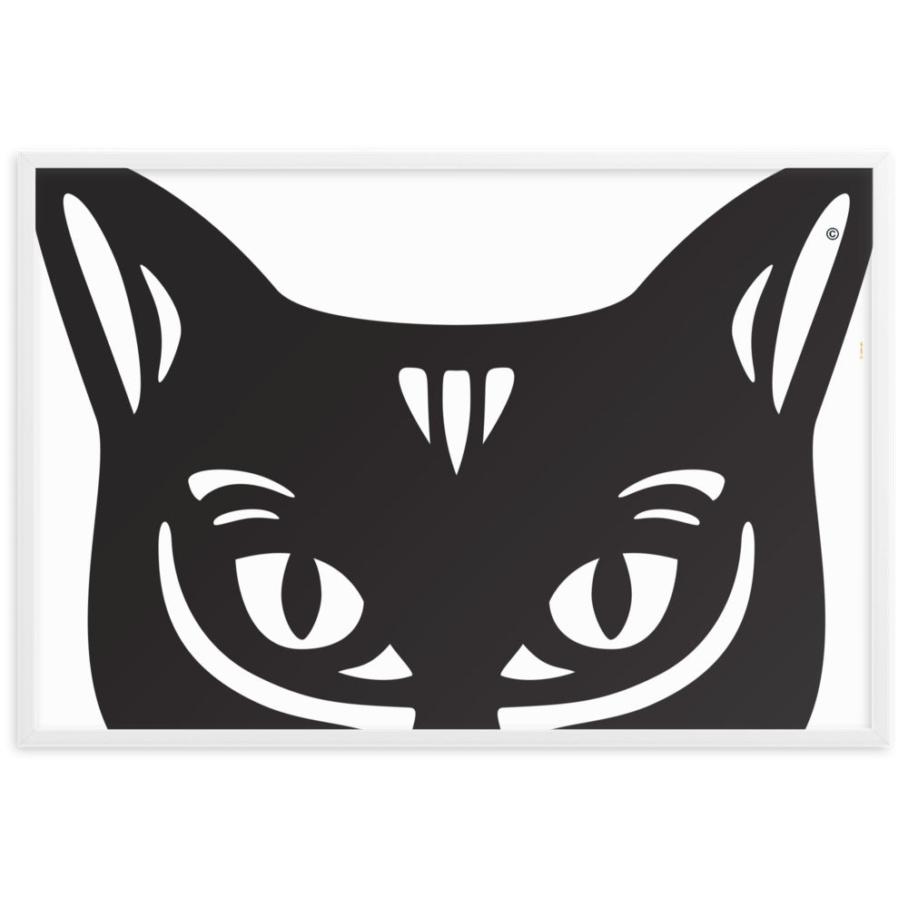 Pôster emoldurado Gato Preto - Tribal - i-animals
