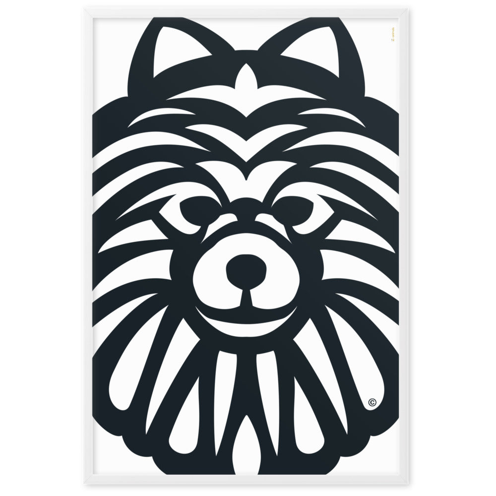 Pôster emoldurado Spitz Alemão - Tribal - i-animals