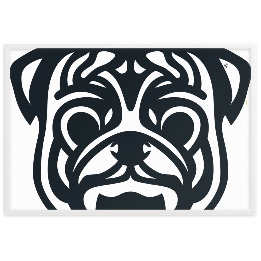Pôster emoldurado Pug - Tribal - i-animals