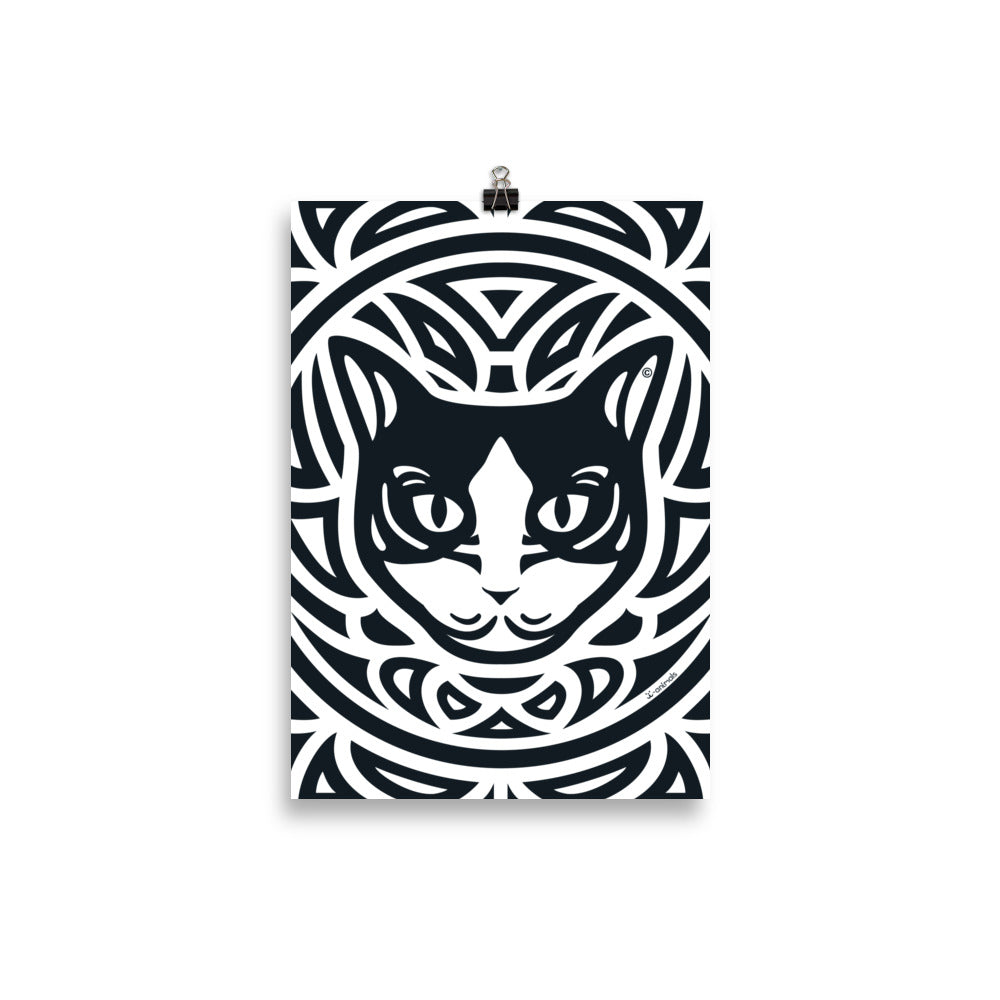 Pôster Gato preto e branco - Tribal - i-animals