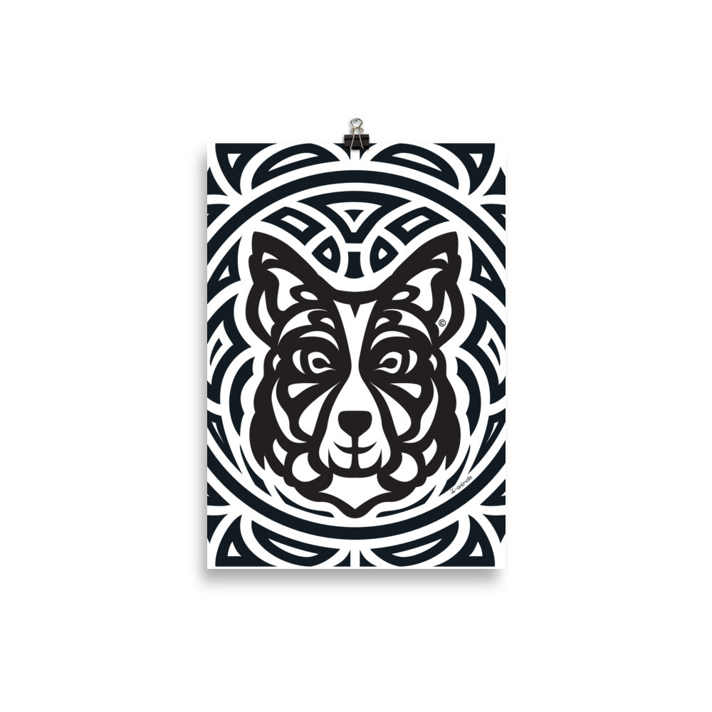 Pôster Border Collie - Tribal - i-animals