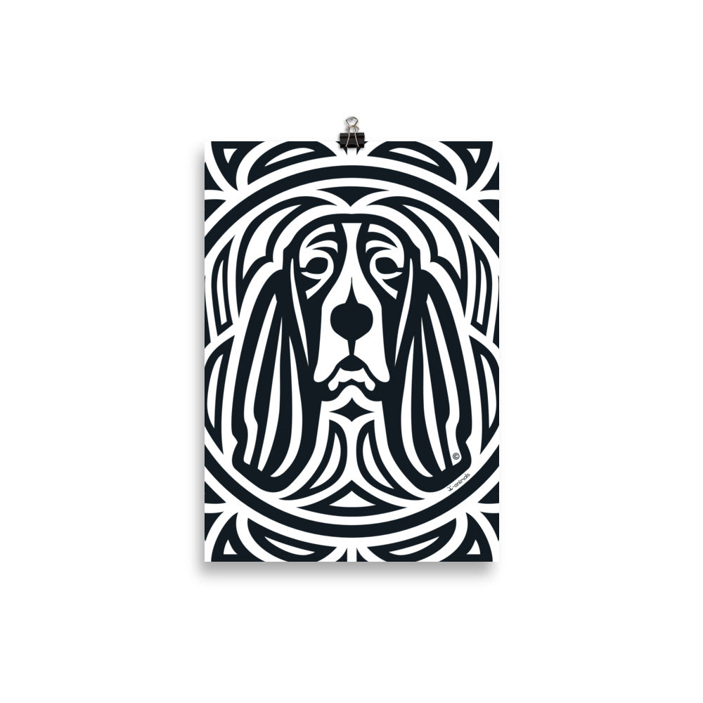 Pôster Basset Hound - Tribal - i-animals