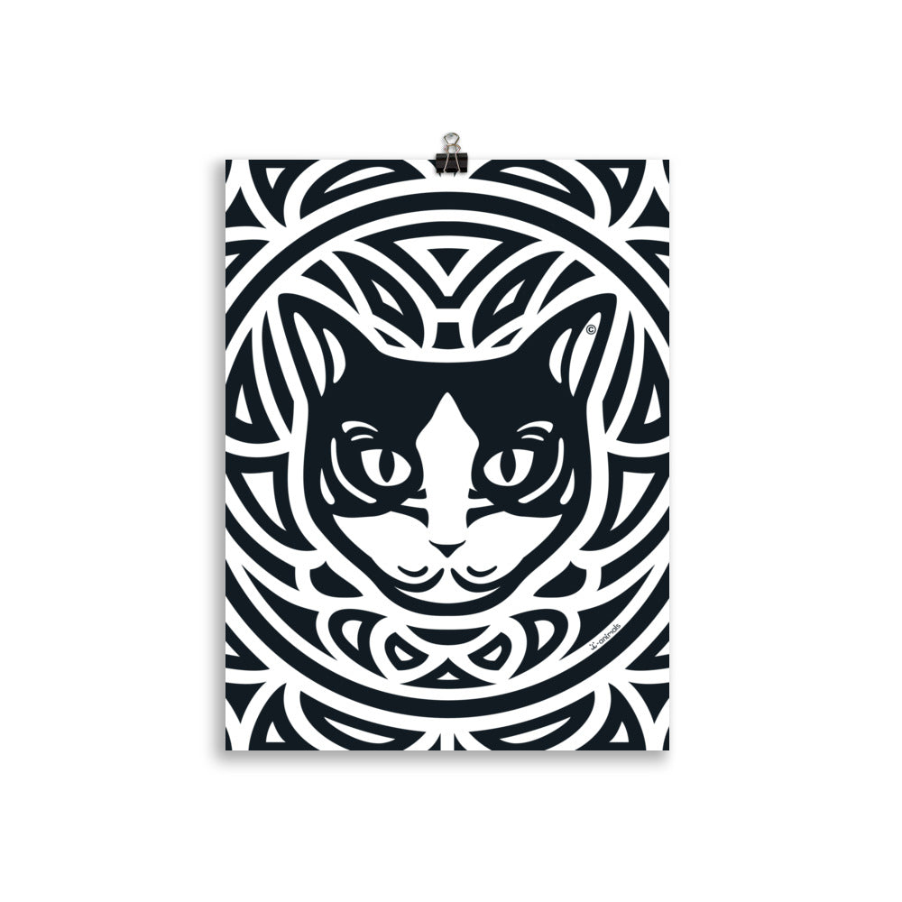 Pôster Gato preto e branco - Tribal - i-animals