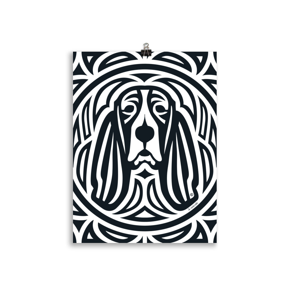 Pôster Basset Hound - Tribal - i-animals