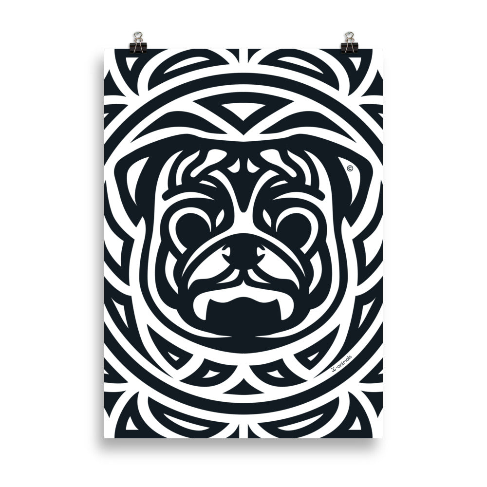 Pôster Pug - Tribal - i-animals