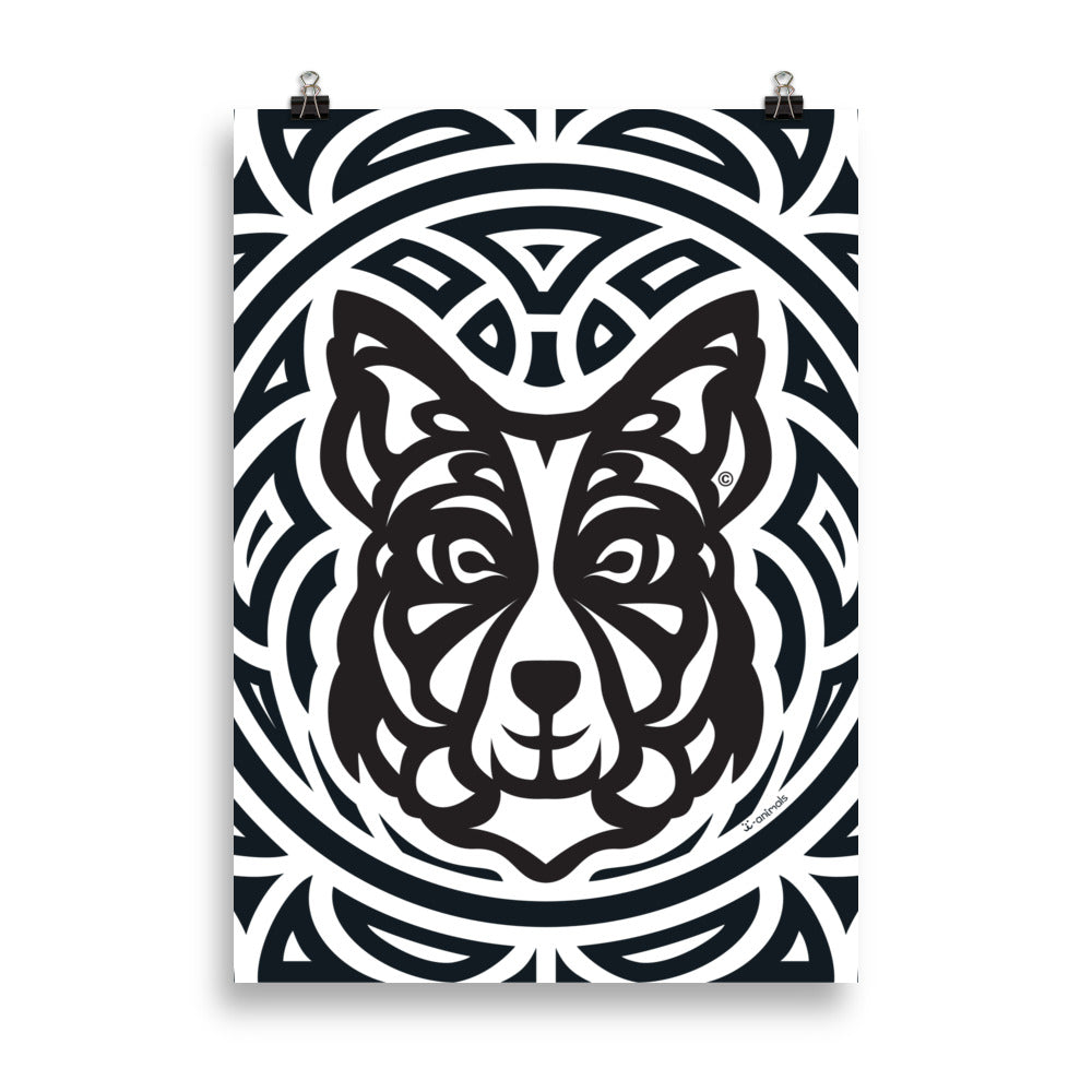 Pôster Border Collie - Tribal - i-animals