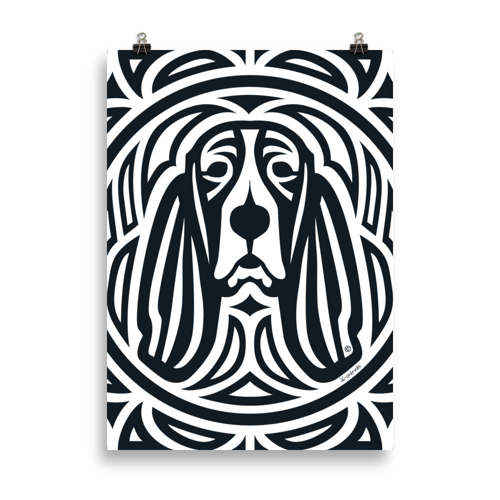 Pôster Basset Hound - Tribal - i-animals