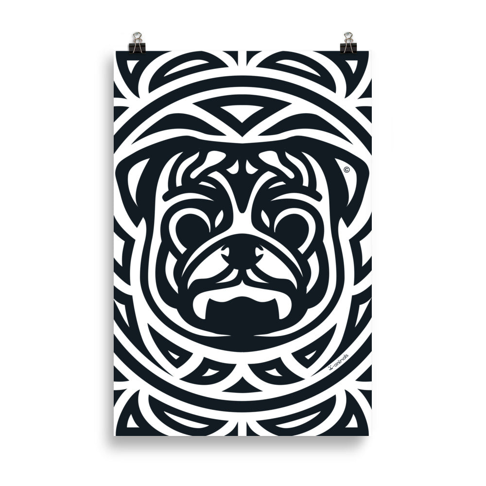 Pôster Pug - Tribal - i-animals