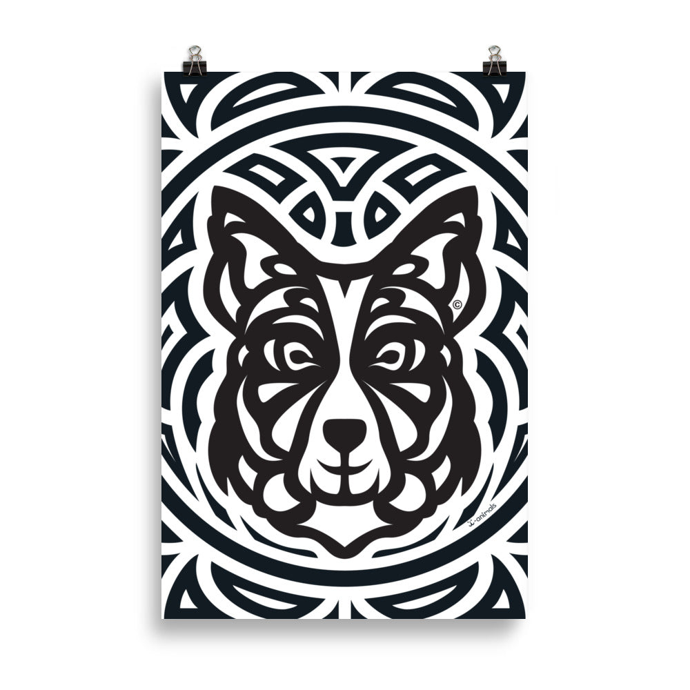 Pôster Border Collie - Tribal - i-animals