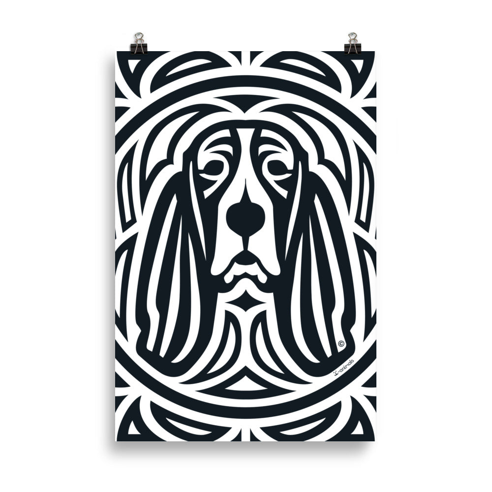 Pôster Basset Hound - Tribal - i-animals