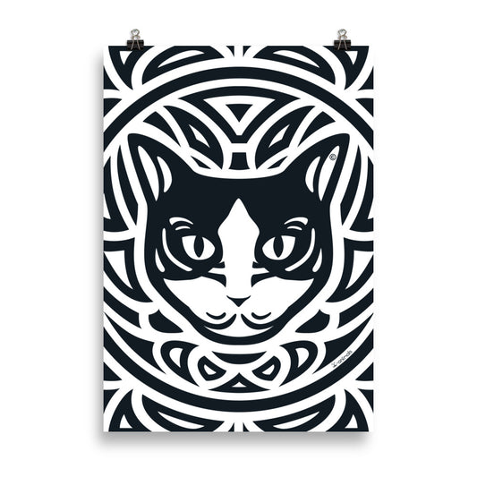 Pôster Gato preto e branco - Tribal - i-animals