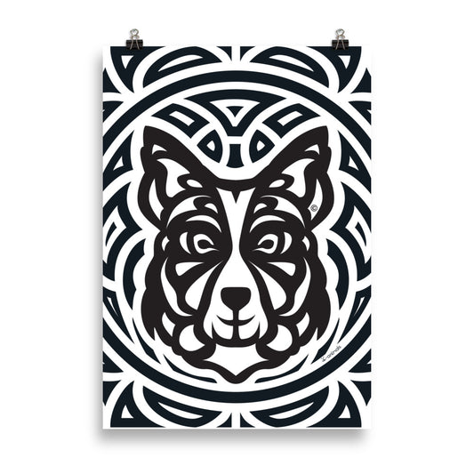 Pôster Border Collie - Tribal - i-animals