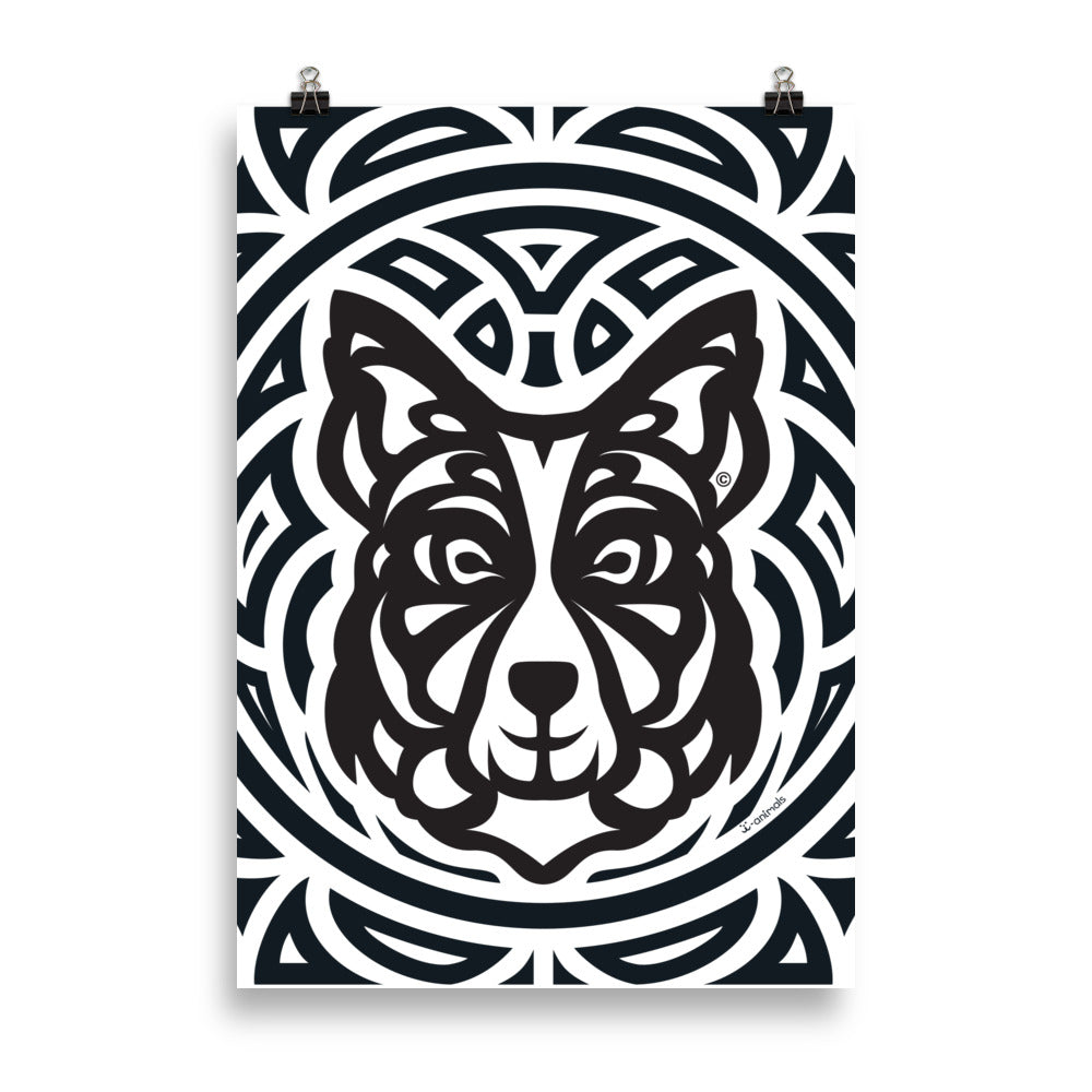 Pôster Border Collie - Tribal - i-animals