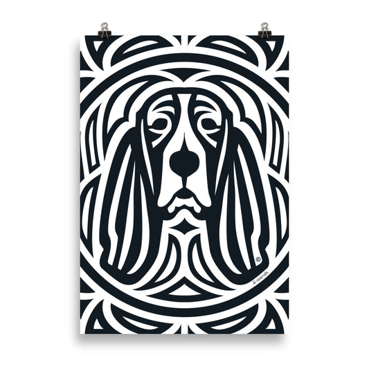 Pôster Basset Hound - Tribal - i-animals