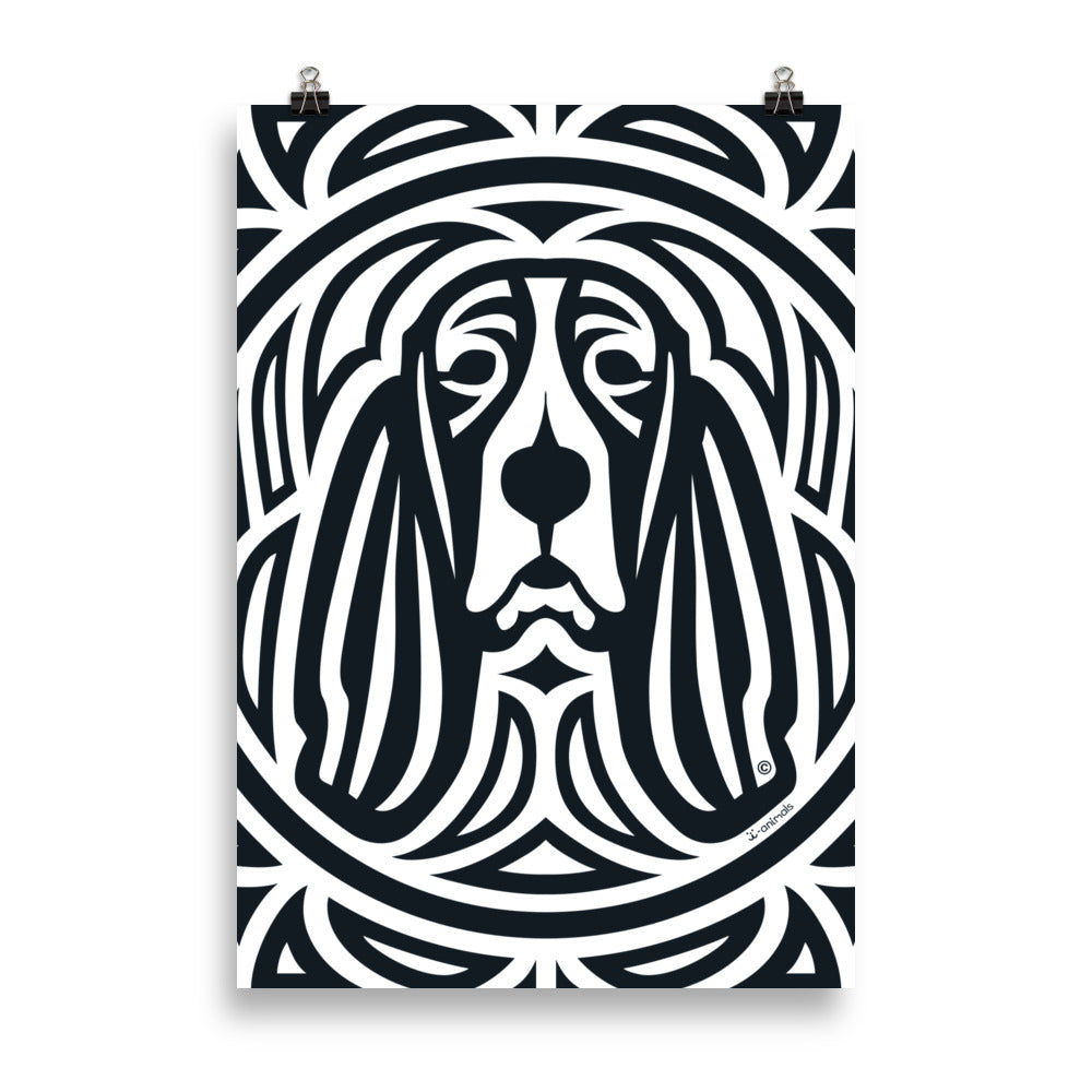 Pôster Basset Hound - Tribal - i-animals