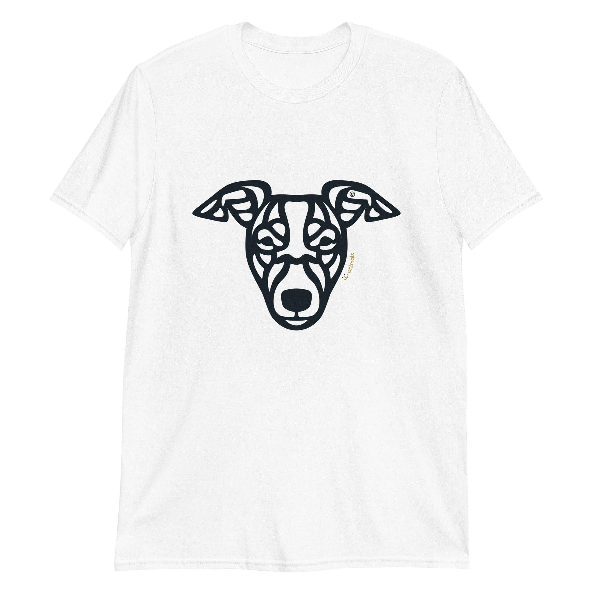 Camiseta unissex de manga curta - “cão vira-lata” - Tribal - Cores Claras - i-animals