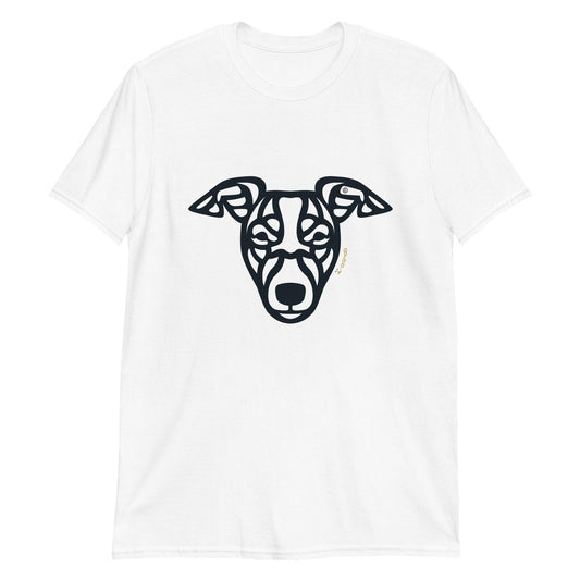 Camiseta unissex de manga curta - “cão vira-lata” - Tribal - Cores Claras - i-animals