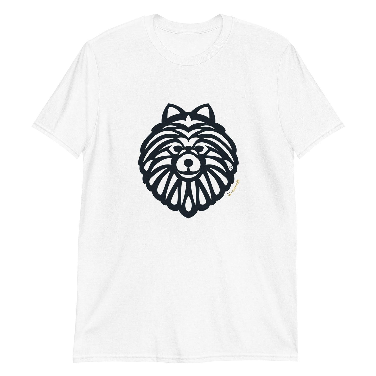 Camiseta unissex de manga curta - Spitz Alemão - Tribal - Cores Claras - i-animals