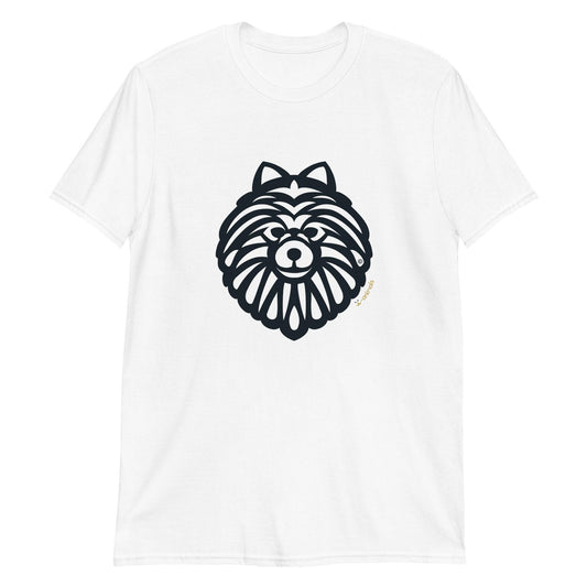 Camiseta unissex de manga curta - Spitz Alemão - Tribal - Cores Claras - i-animals