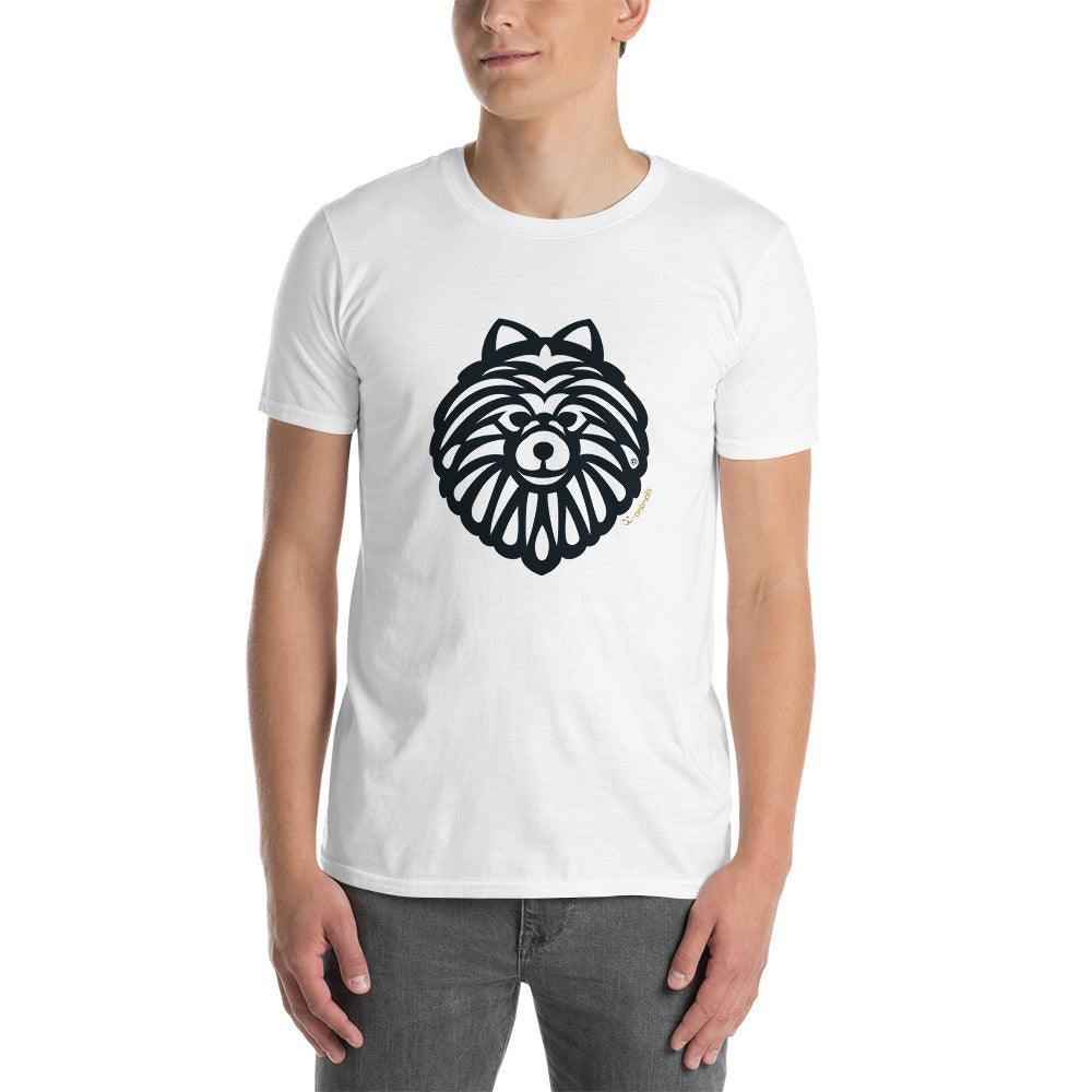 Camiseta unissex de manga curta - Spitz Alemão - Tribal - Cores Claras - i-animals