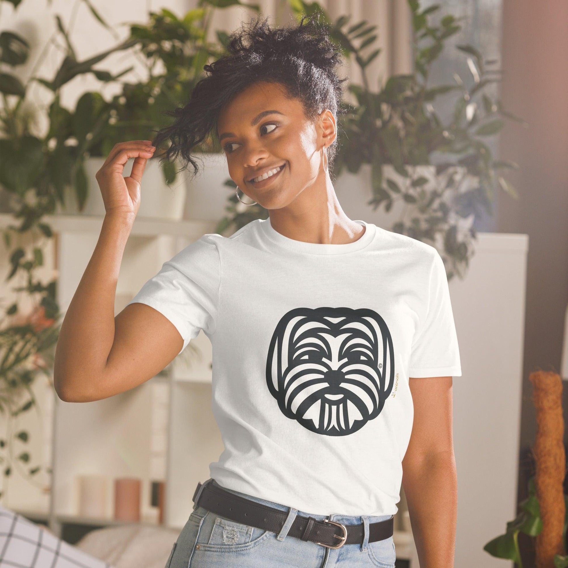 Camiseta unissex de manga curta - Maltês - Tribal - Cores Claras - i-animals