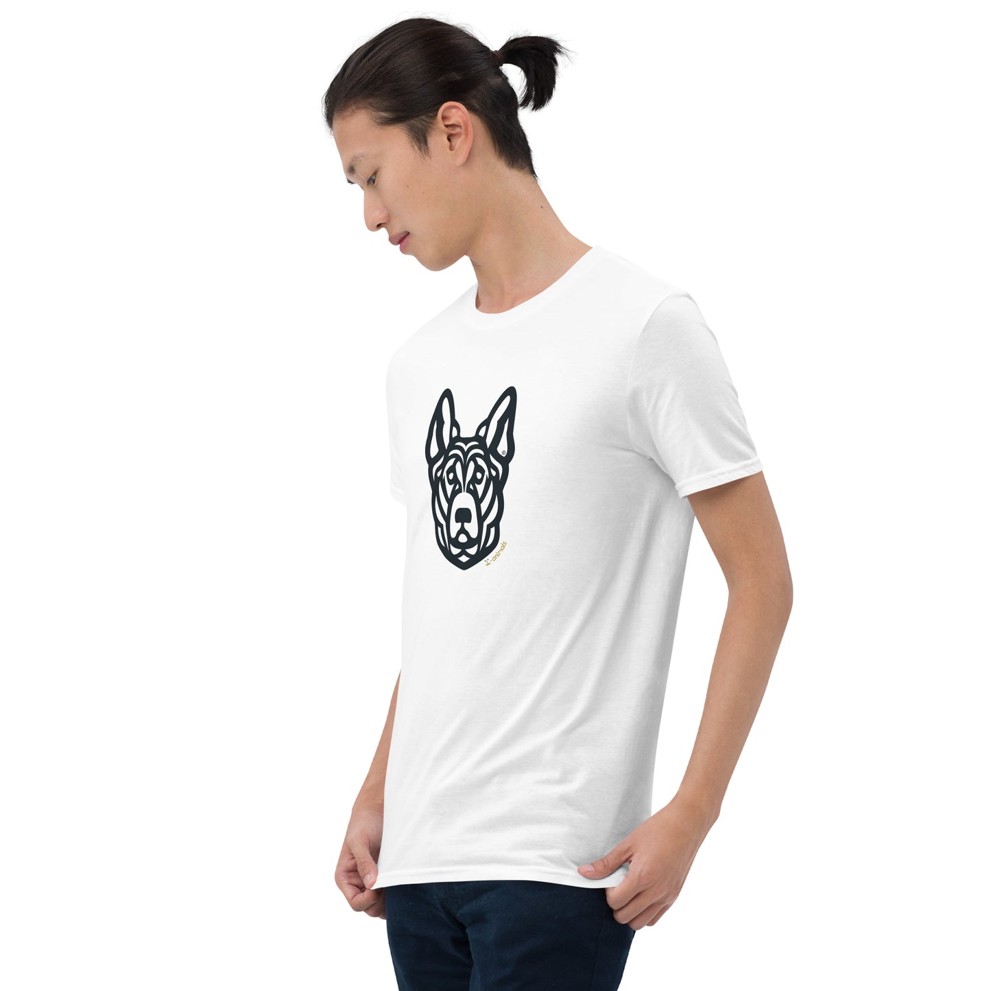 Unisex Basic Softstyle T-Shirt- German Shepherd - Tribal - Light Colors