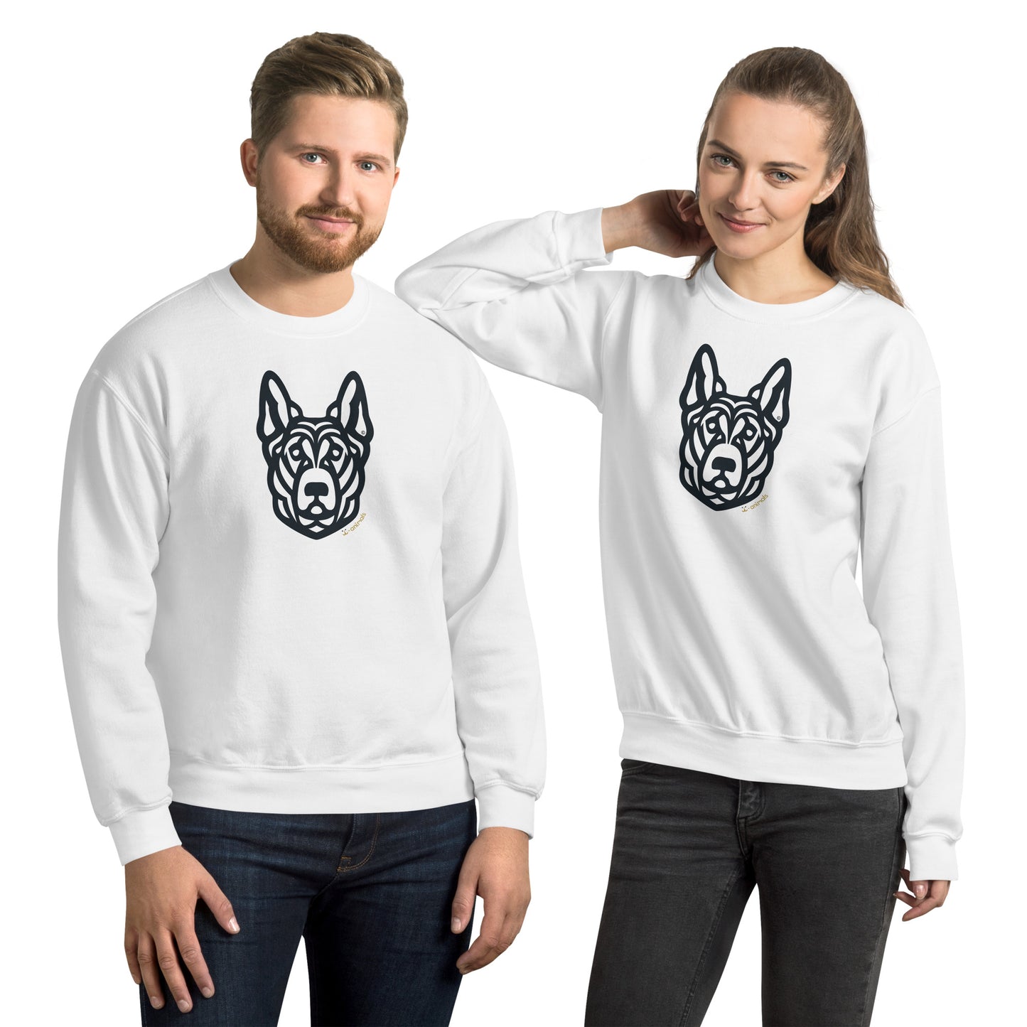 Unisex Crew Neck Sweatshirt - German Shepherd - Tribal - Light Colors