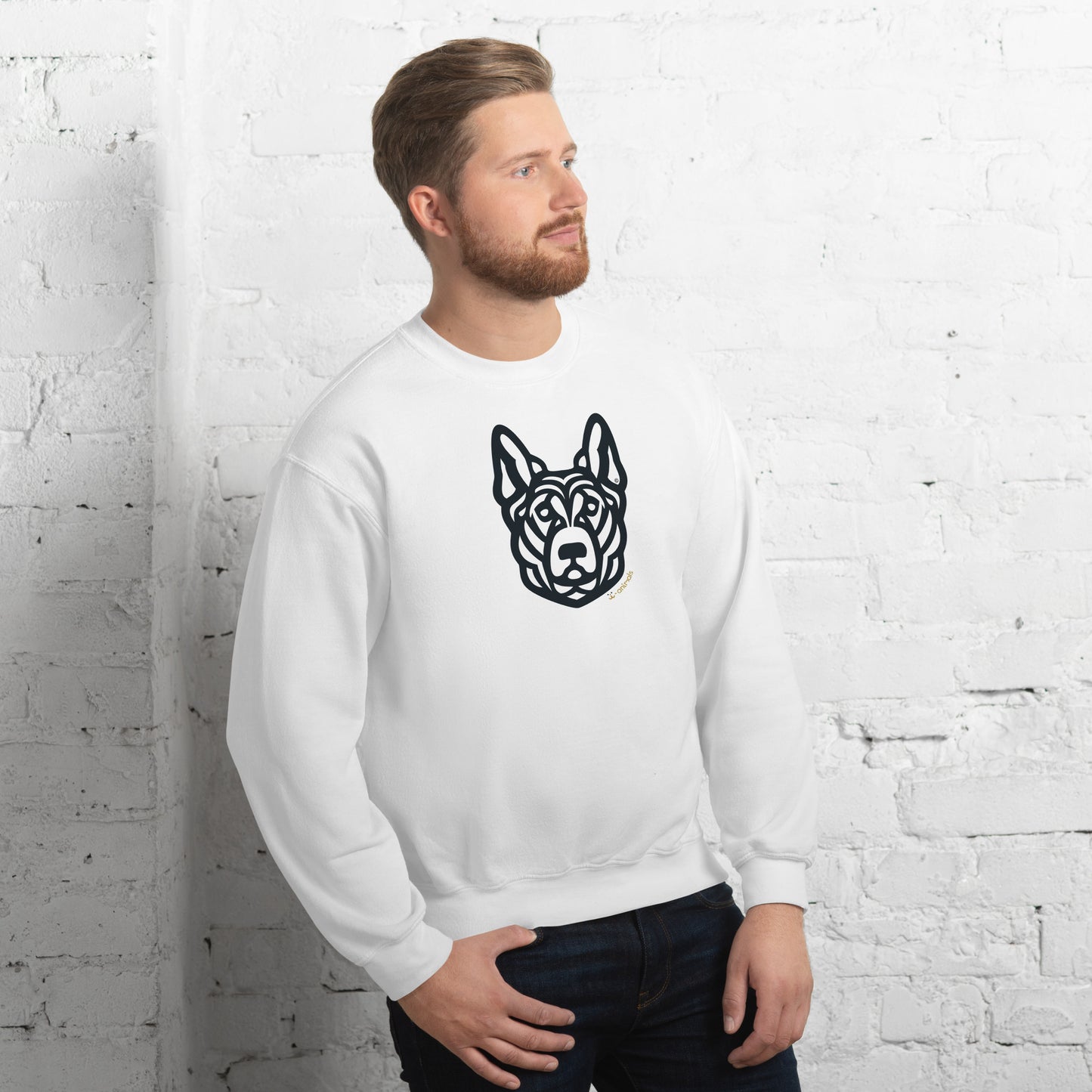 Unisex Crew Neck Sweatshirt - German Shepherd - Tribal - Light Colors