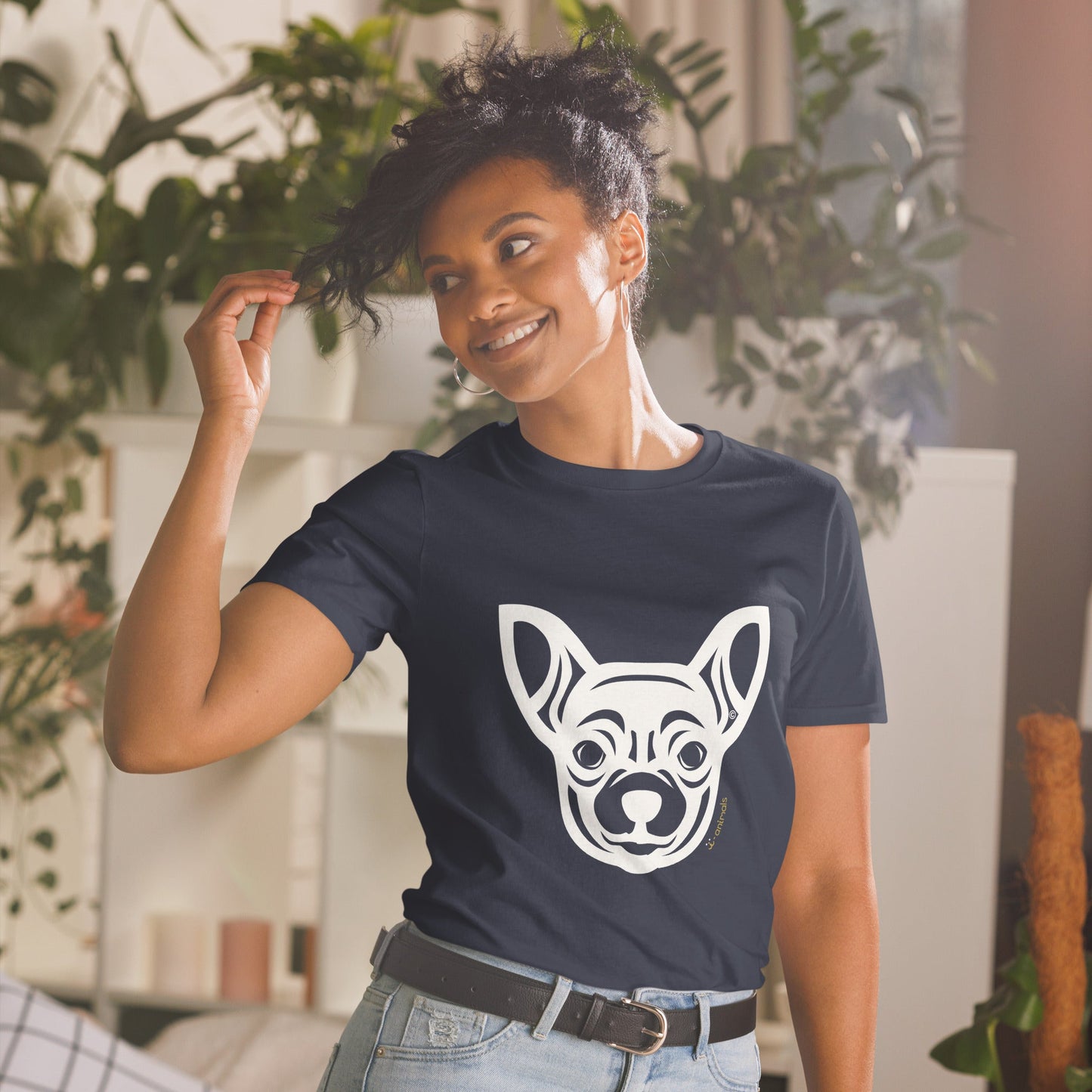 Camiseta unissex de manga curta - Chihuahua - Tribal i-animals