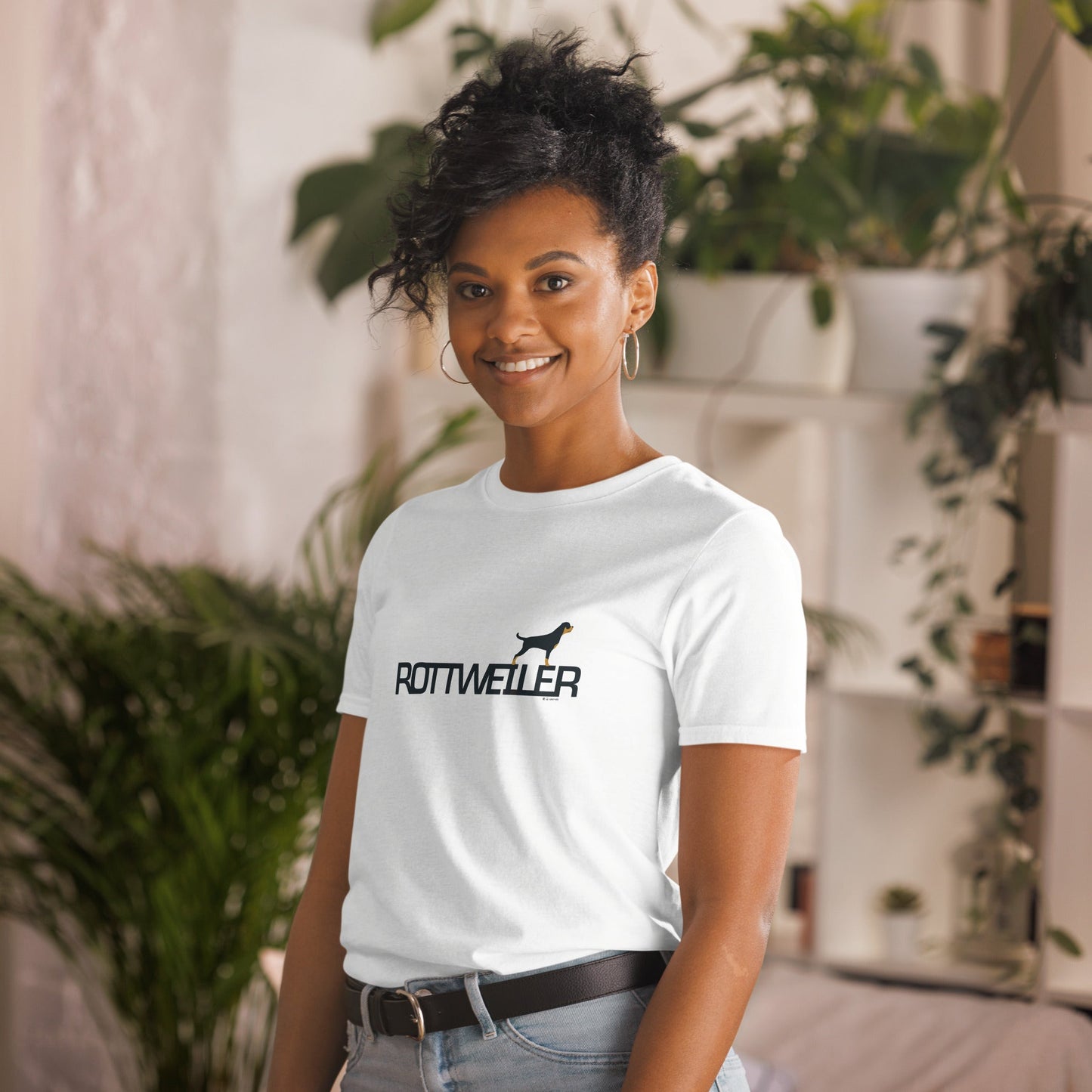 Camiseta unissex de manga curta - Rottweiler - Cores claras i-animals