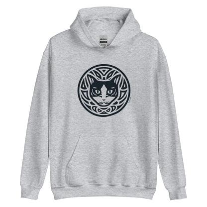 Moletom com capuz unissex - Gato preto e branco - Tribal - Cores Claras i-animals