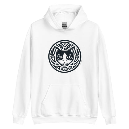 Moletom com capuz unissex - Gato preto e branco - Tribal - Cores Claras i-animals