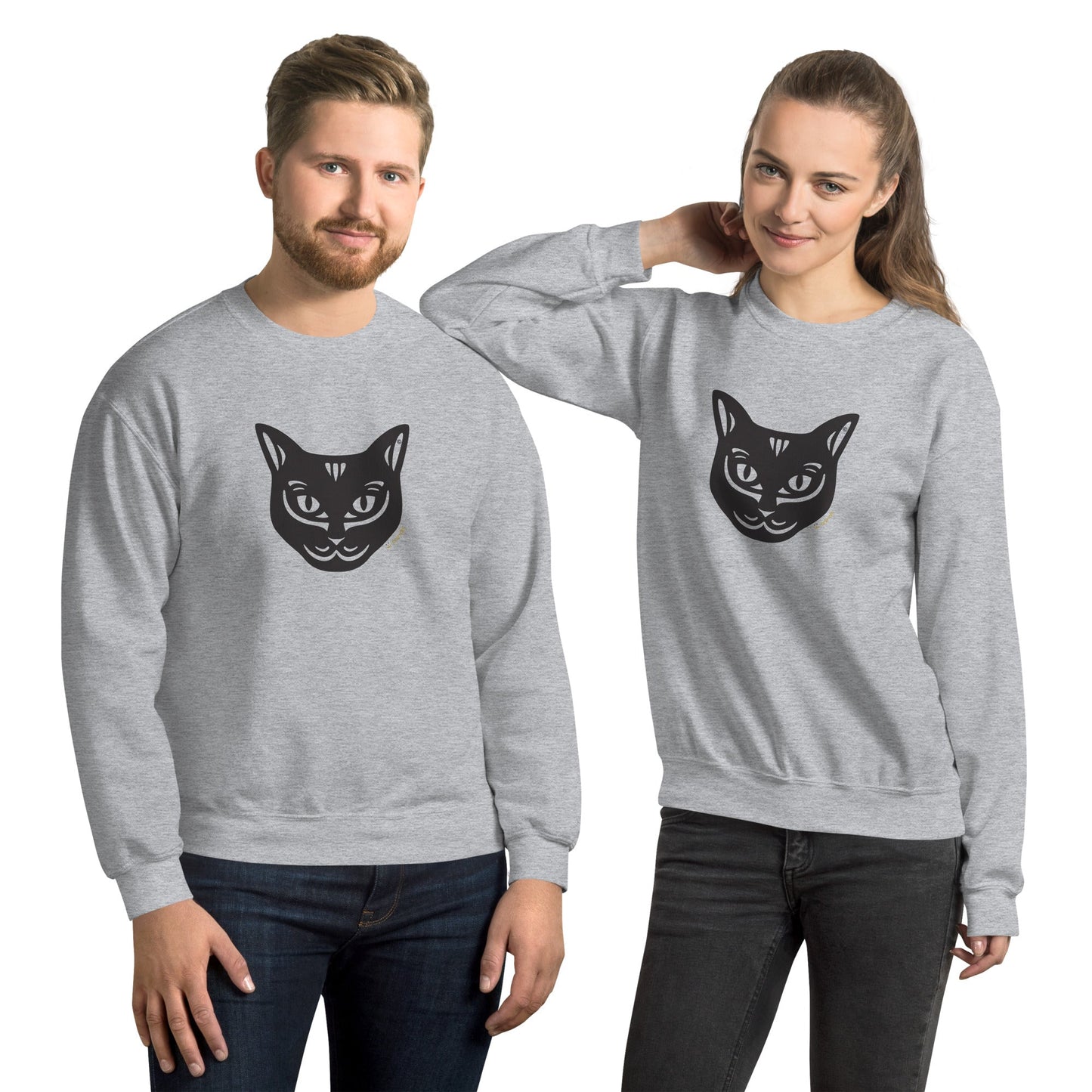 Moletom unissex - Gato Preto - Tribal - Cores Claras i-animals