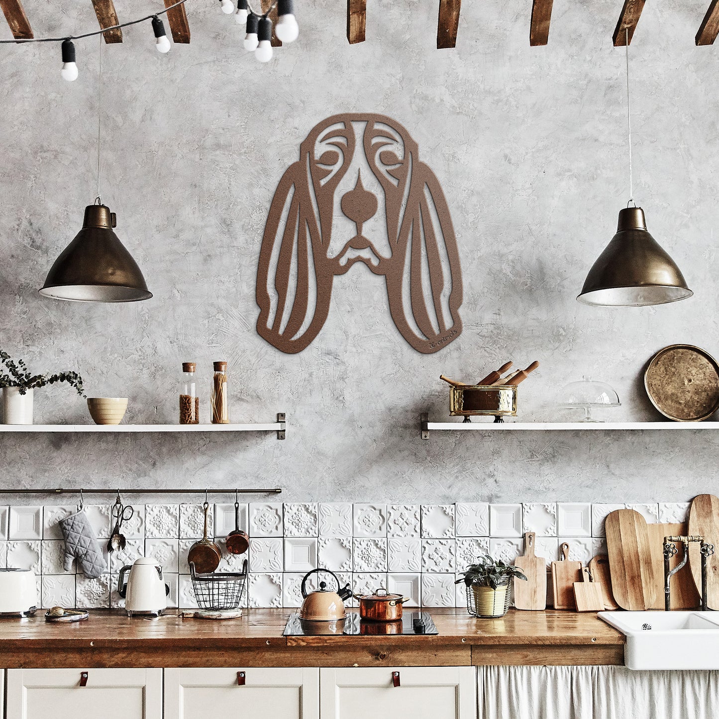 Basset Hound Cut Metal - Tribal